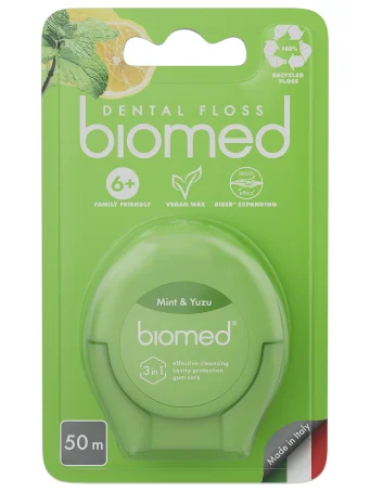 Зубна нитка BioMed Комплексна з ароматом м'яти та юзу, 50 м