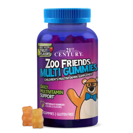 Мультивітаміни для дітей ZOO FRIENDS 21st CENTURY,жувальні пастилки ,№60 